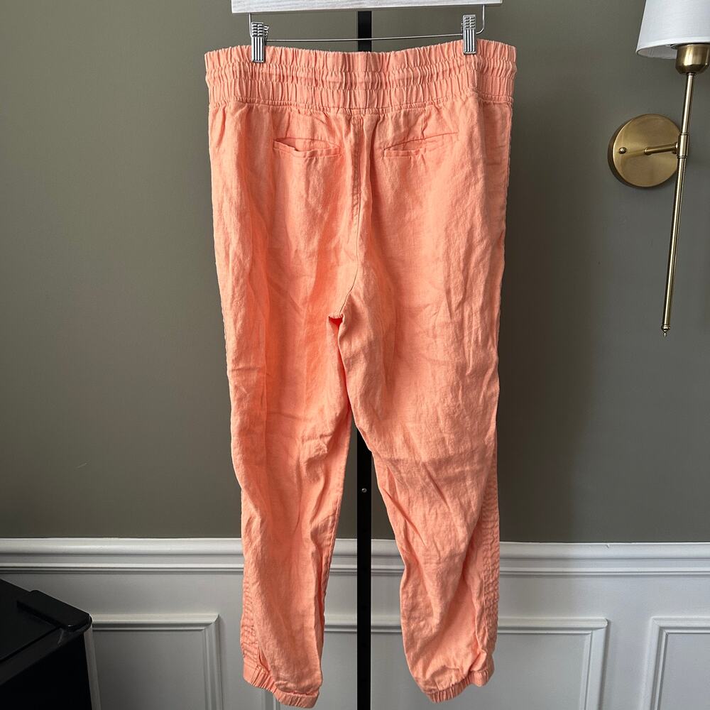 Athleta Cabo Linen Jogger Pants Orange Size 16 - Picture 4 of 6